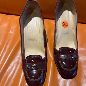 Tod's Burgundy Classic High Heel Loafers